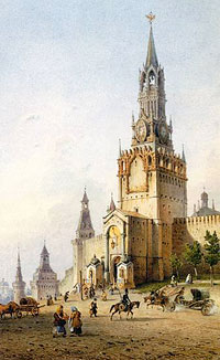 Вейс. Спасские ворота Московского Кремля. 1852